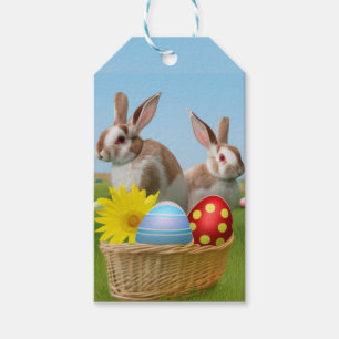 Påsk Cute Bunny för en positiv stämning Presentetikett