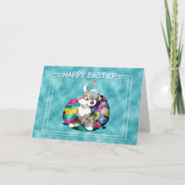 Påsk - Cute Bunny med ägg Helgkort