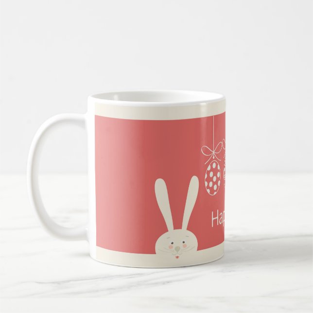 Påsk Cute Bunny Tecknad Vår Helgdag Kaffemugg (Vänster)