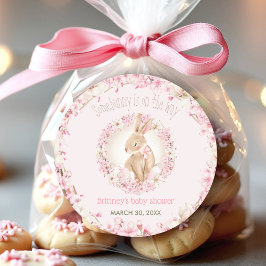 Påsk Cute Bunny Vår Rosa Baby Shower för barn i Runt Klistermärke