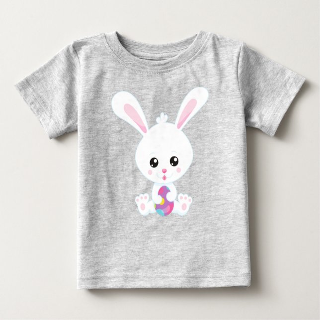 Påsk, Cute Bunny, White Bunny, Påskäggen T Shirt (Framsida)