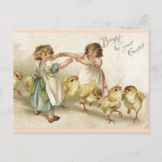 Påsk-Cute Girls med vykort för Chickar-Vintagar