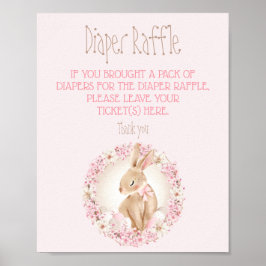 Påsk Cute Rosa Baby Shower Diaper Raffle Sign Poster