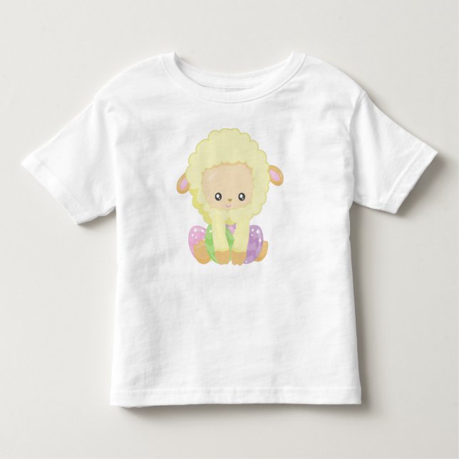 Påsk, Cute Sheep, Little Sheep, Påskägg T Shirt (Framsida)