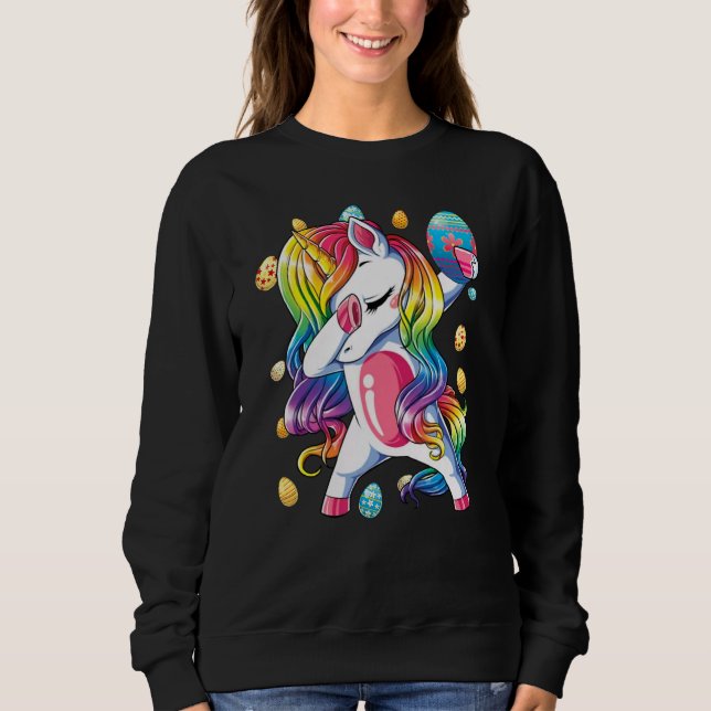 Påsk Dabbing Unicorn Dab Egg Hunt Unic T Shirt (Framsida)