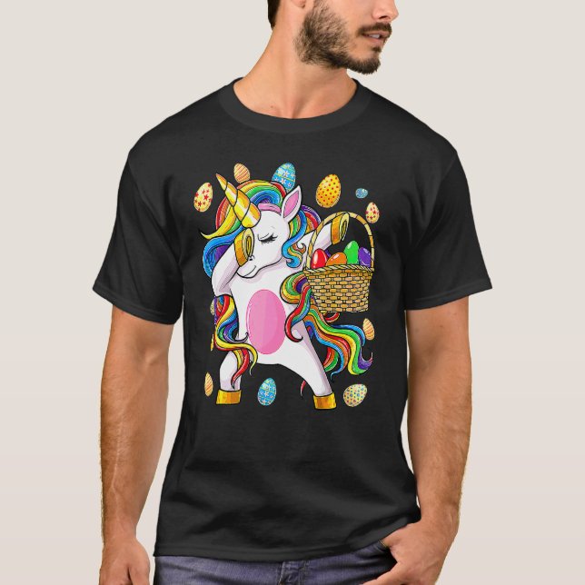 Påsk Dabbing Unicorn Dab Egg Hunt Unic T Shirt (Framsida)