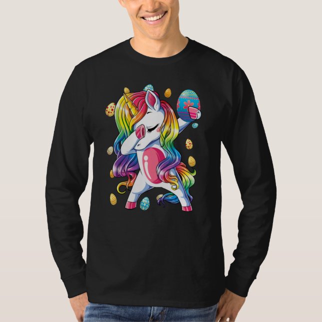Påsk Dabbing Unicorn Dab Egg Hunt Unic T Shirt (Framsida)