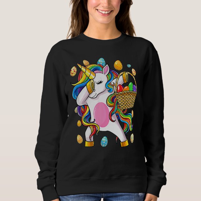 Påsk Dabbing Unicorn Dab Egg Hunt Unic T Shirt (Framsida)