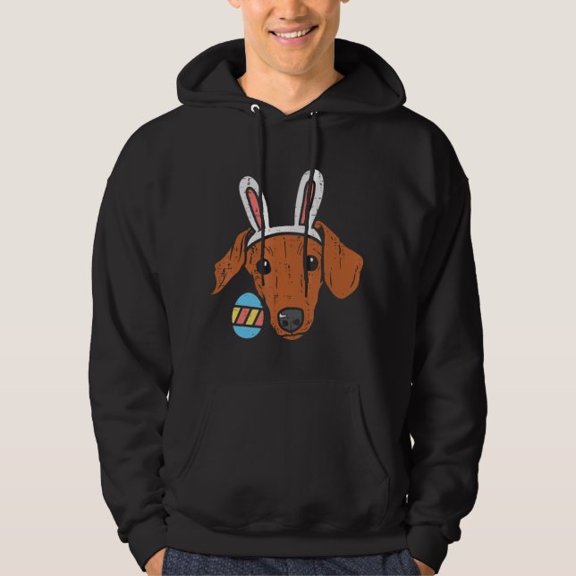 Påsk Dachshund Bunny Öron Wiener Weiner Hund Manar Hoodie (Framsida)