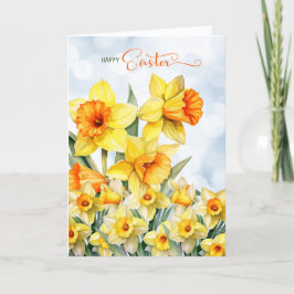 Påsk Daffodil Garden med Blå himmel Bokeh Helgkort