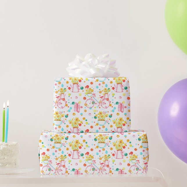 Påsk Daffodils Bouquet och Bicycle Presentpapper (Festgåvor)