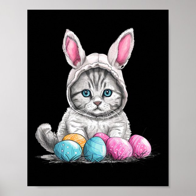 Påsk Dag Cat Påsk Cat Påskägg Poster (Framsidan)
