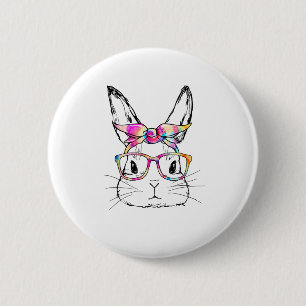 Påsk Dag Cute Bunny Ansikte Tie Dye Glass Womens Knapp