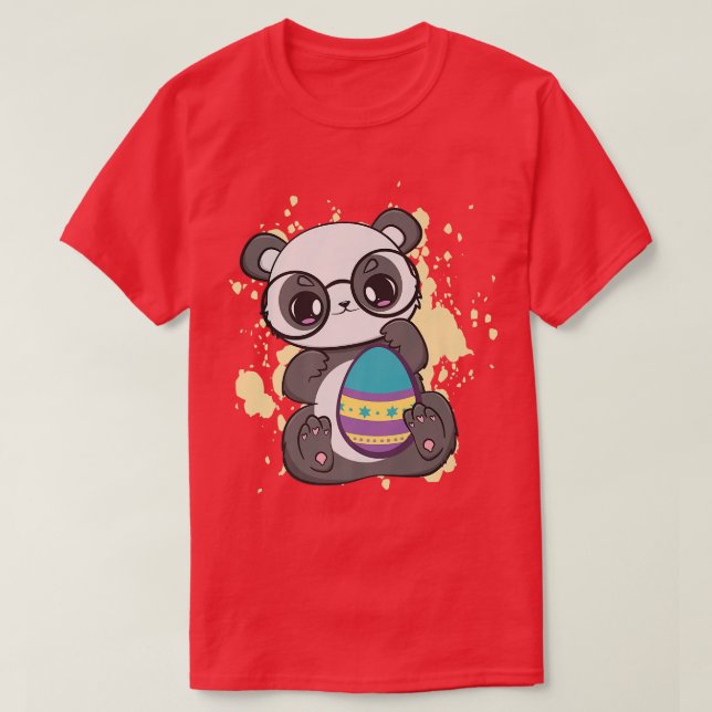 Påsk Dag Little Panda med Egg Hunt Vår Anime T Shirt (Design framsida)