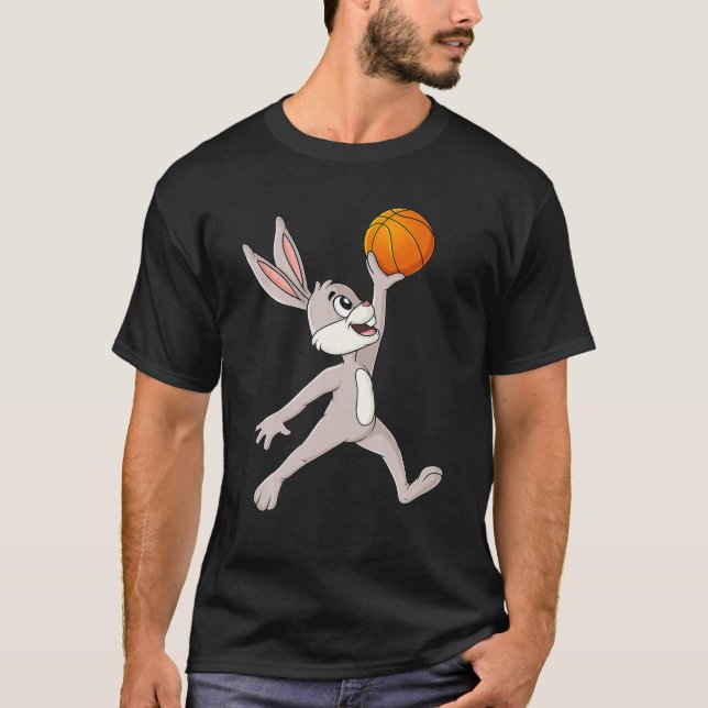 Påsk Dag Rabbit A Dunking Basketball T Shirt (Framsida)