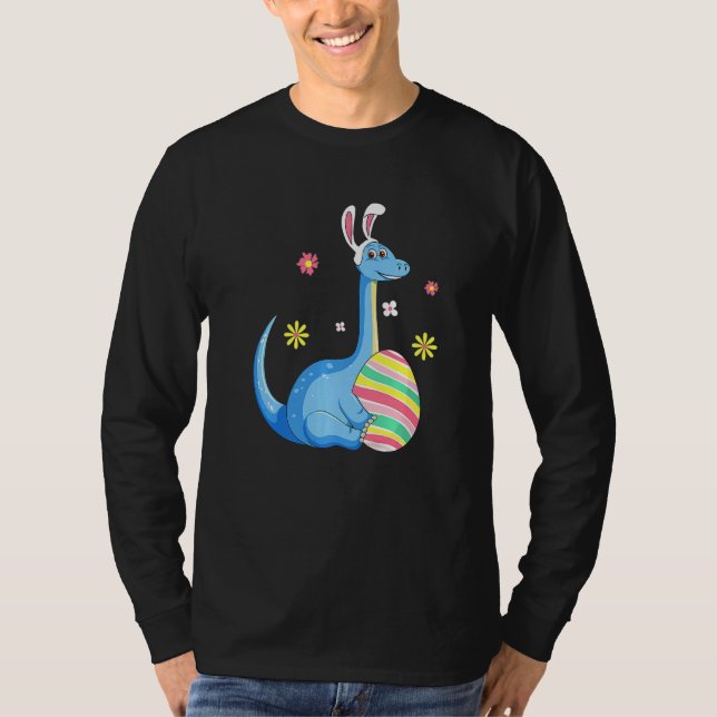Påsk Dag T Rex Dino-kanin Öron med äggboxar Gi Shirt (Framsida)