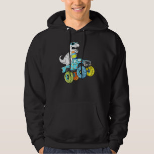 Påsk Dag T Rex Dino Riding a Monster Lastbil Boys Hoodie