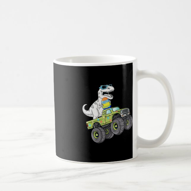 Påsk Dag T Rex Dino Riding a Monster Lastbil Boys Kaffemugg (Höger)