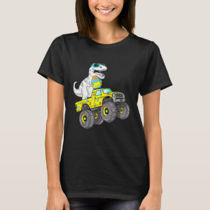 Påsk Dag T Rex Dino Riding a Monster Lastbil Boys Shirt