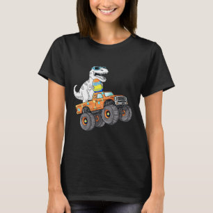 Påsk Dag T Rex Dino Riding a Monster Lastbil Boys Shirt