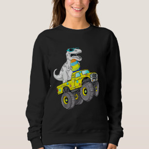 Påsk Dag T Rex Dino Riding a Monster Lastbil Boys Shirt