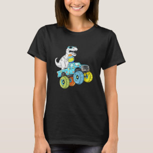 Påsk Dag T Rex Dino Riding a Monster Lastbil Boys Shirt