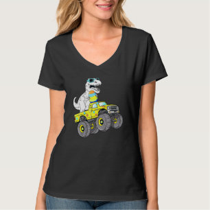 Påsk Dag T Rex Dino Riding a Monster Lastbil Boys Shirt