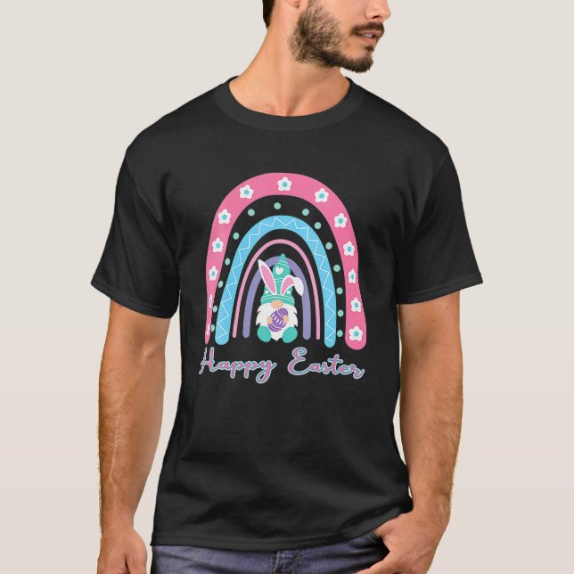 Påsk dagars regnbåge med ägg och Påskhare. Hap T Shirt (Framsida)