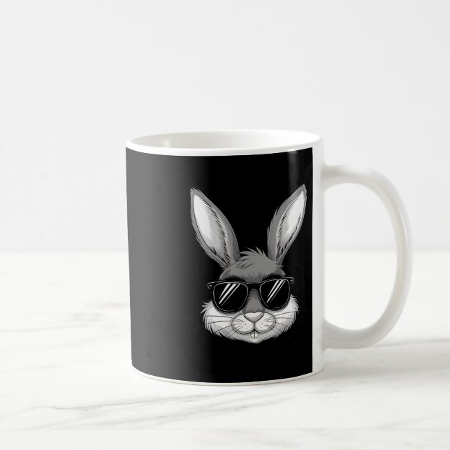 Påsk Dagen Coola Bunny Ansikte med soler Manar boy Kaffemugg (Höger)