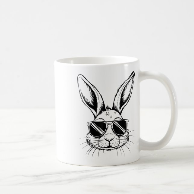 Påsk Dagen Coola Bunny Ansikte med soler Manar boy Kaffemugg (Höger)