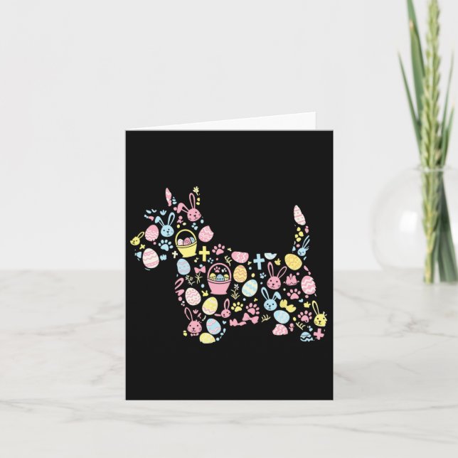 Påsk Dagen för kvinnor i Scottish Terrier Bunny På Kort (Framsida)