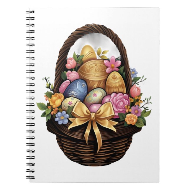 Påsk-dagen Påsk-Basket, färgade äggblommor Anteckningsbok (Framsidan)