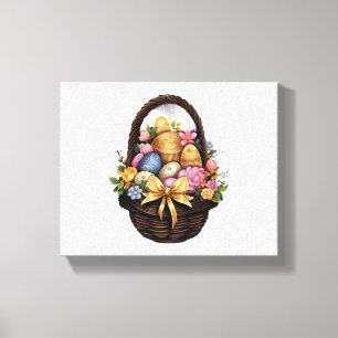Påsk-dagen Påsk-Basket, färgade äggblommor Canvastryck