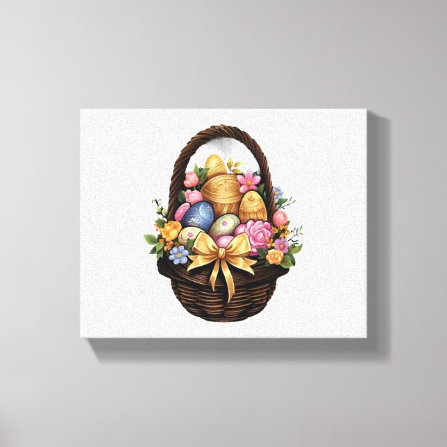 Påsk-dagen Påsk-Basket, färgade äggblommor Canvastryck (Framsida)