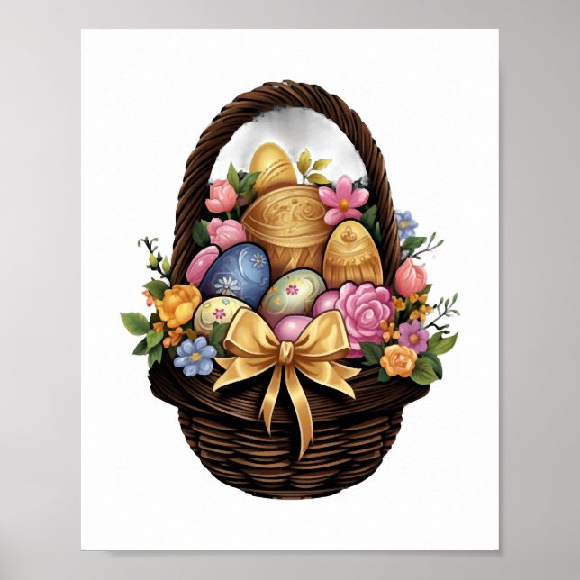 Påsk-dagen Påsk-Basket, färgade äggblommor Poster (Framsidan)