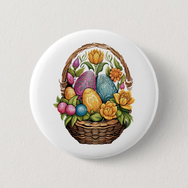 Påsk-dagen Påskägg Basket Mandala Art Egg Hunt Knapp (Framsida)