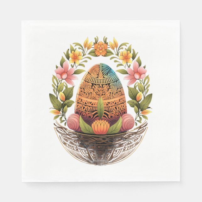 Påsk-dagen Påskägg Basket Mandala Art Egg Hunt Pappersservett (Framsidan)
