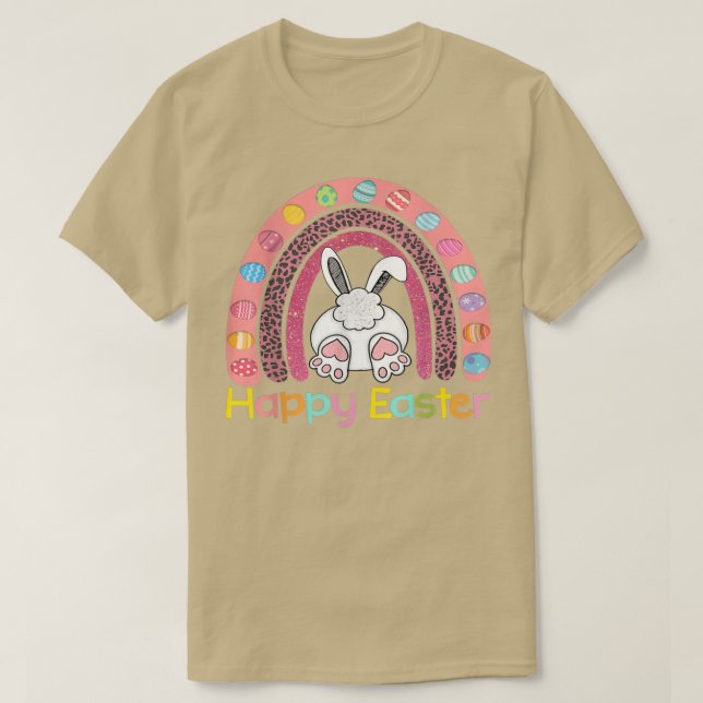 Påsk-dagen regnbåge med ägg och Påskhare  T Shirt (Design framsida)