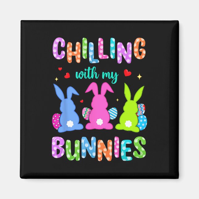 Påsk-dagskyckning med mina Bunnies Ägg Hunt Easte Magnet (Framsidan)