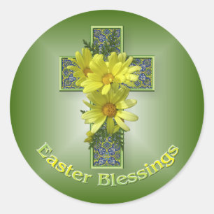 Påsk Daisy Kor Blessings Stickers Runt Klistermärke