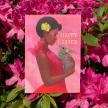 "Påsk Dam med kanin." Kort för hälsning