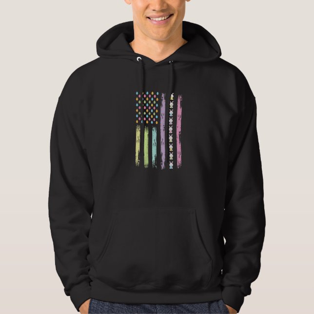 Påsk Day American Eggs Flagga Påskhare Egg Hoodie (Framsida)