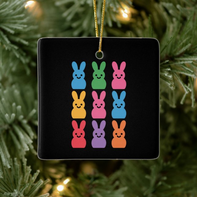 Påsk Day Bunny Eggs Play Leopard Julgransprydnad Keramik (Träd)