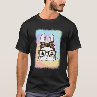 Påsk Day Bunny Leopard Glasses Bandana Tie Dye B T Shirt