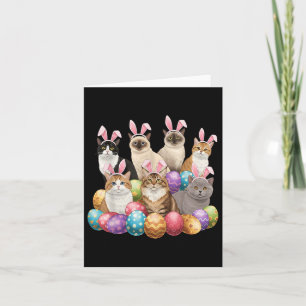 Påsk Day Cat Bunny Öron Eggs Graphic Manar Women K Kort