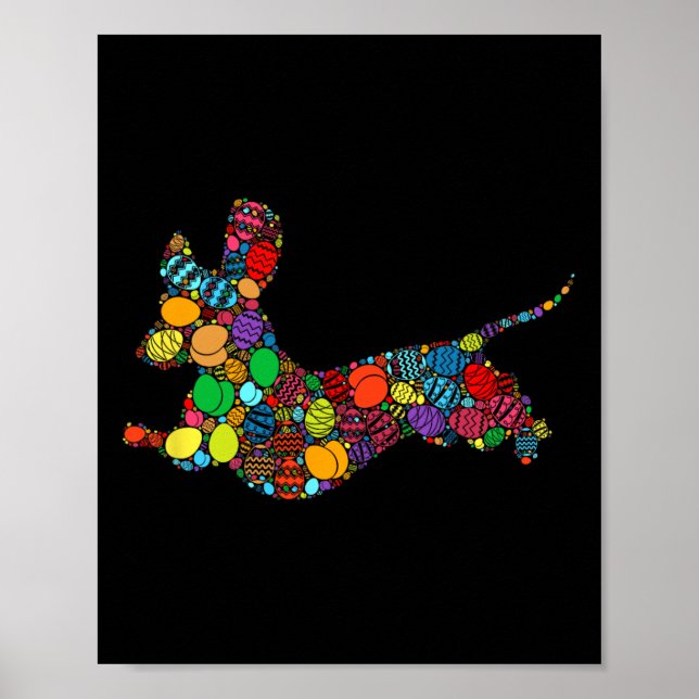 Påsk Day Colorful Bysket Egg Hunting Eggs - Hund Poster (Framsidan)