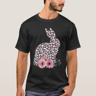 Påsk Day Cute Bunny Rabbit Leopard Flower Girls T Shirt