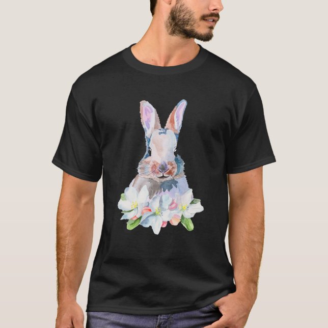 Påsk Day Cute Bunny Rabbit Leopard Flower Girls T Shirt (Framsida)
