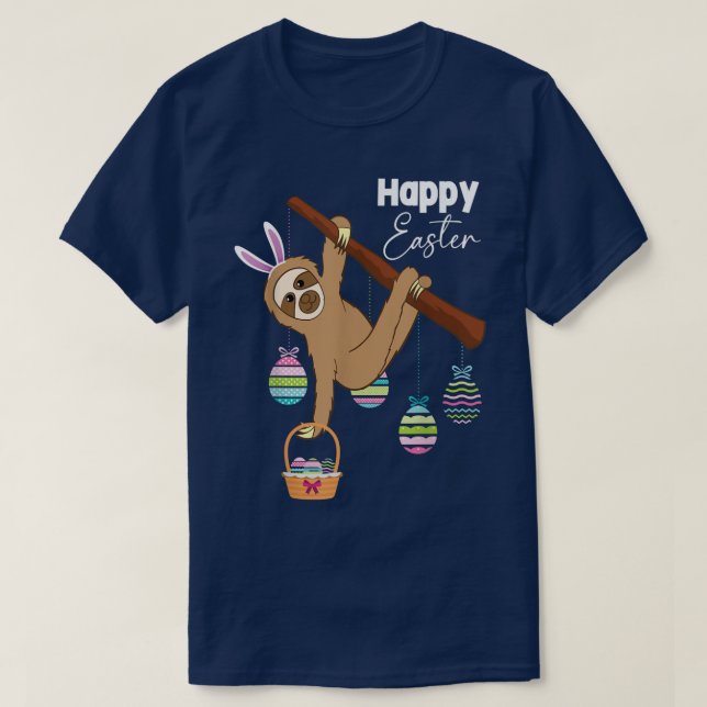 Påsk Day Egg Hunting Påsk Sloth Bunny Ear T Shirt (Design framsida)