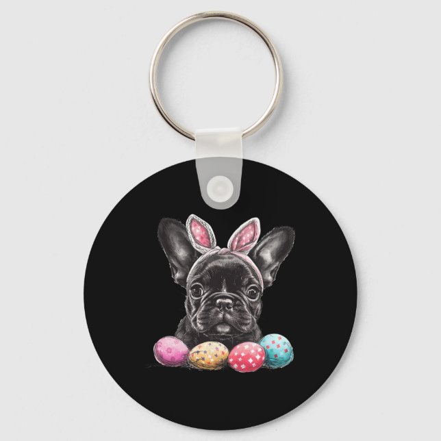 Påsk Day Frenchie Hund Påsk Frenchie Hund Påsk Nyckelring (Framsida)